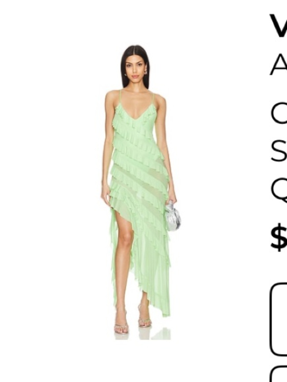 AFRM Neon Mint Asymmetrical Slip Dress